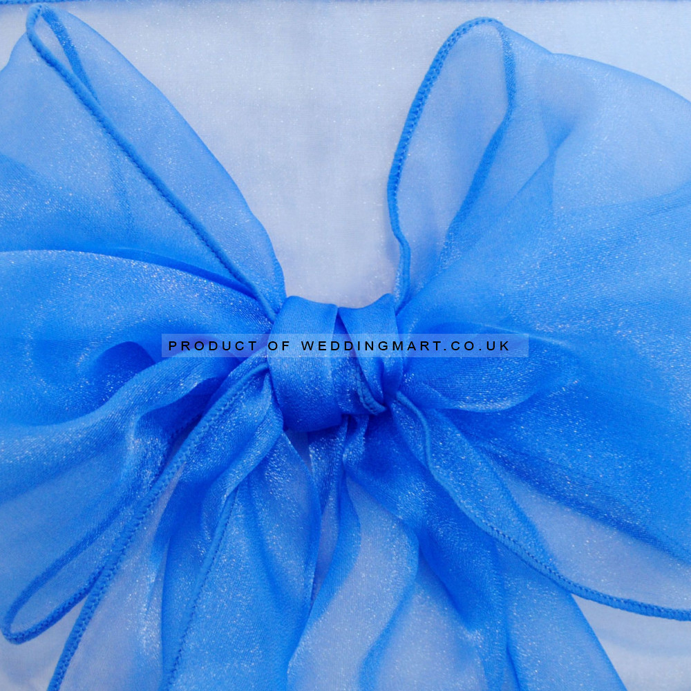 Royal Blue Organza Chair Bows - PACK of 10 – Wholesale Organza Chair Bows for Wedding Decorators | WeddingMart