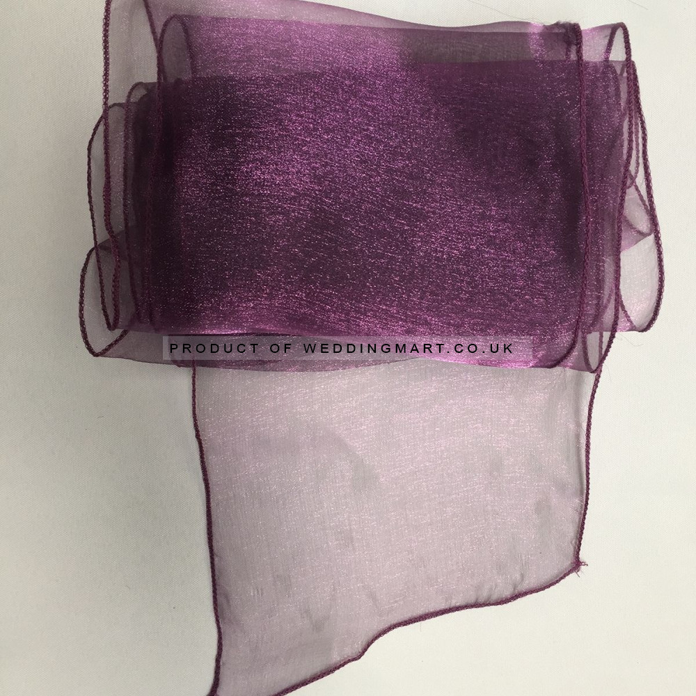 Plum Organza Chair Bows - PACK of 10 – Wholesale Organza Chair Bows for Wedding Decorators | WeddingMart