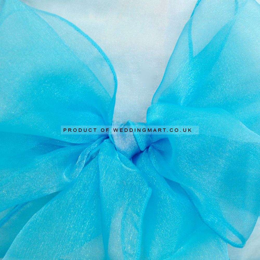 Turquoise Organza Chair Bows - PACK of 10 – Wholesale Organza Chair Bows for Wedding Decorators | WeddingMart