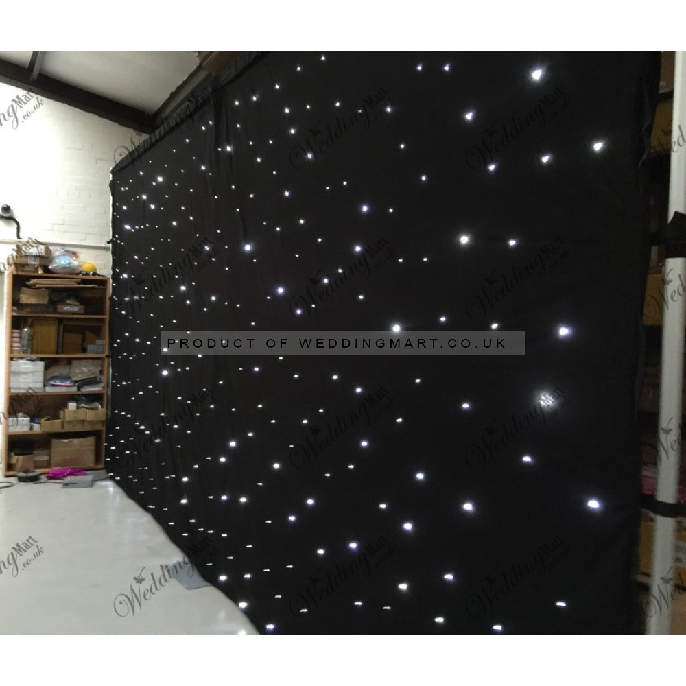 3Mx3M Black LED Wedding Star Cloth Lighted Backdrop - ICE WHITE LEDs