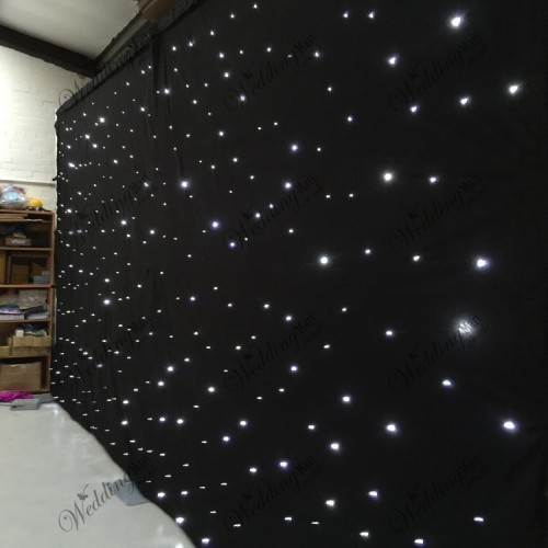 3Mx3M Black LED Wedding Star Cloth Lighted Backdrop - ICE WHITE LEDs