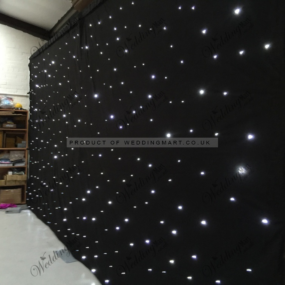 3Mx3M Black LED Wedding Star Cloth Lighted Backdrop - ICE WHITE LEDs – Wholesale LED Starlight Backdrops for Wedding Decorators | WeddingMart