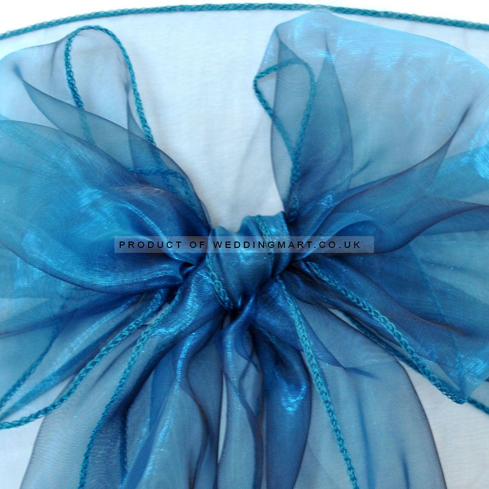 Teal Organza Chair Bows - PACK of 10 – Wholesale Organza Chair Bows for Wedding Decorators | WeddingMart