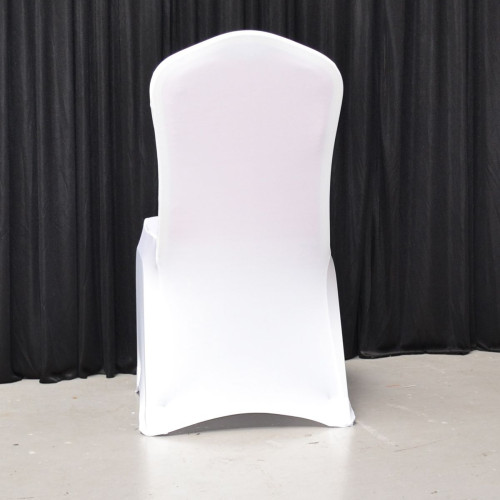 WHITE Premium Spandex Chair Covers- ARCH FRONT – Wholesale Premium Chair Covers for Wedding Decorators | WeddingMart