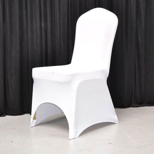 WHITE Premium Spandex Chair Covers- ARCH FRONT – Wholesale Premium Chair Covers for Wedding Decorators | WeddingMart