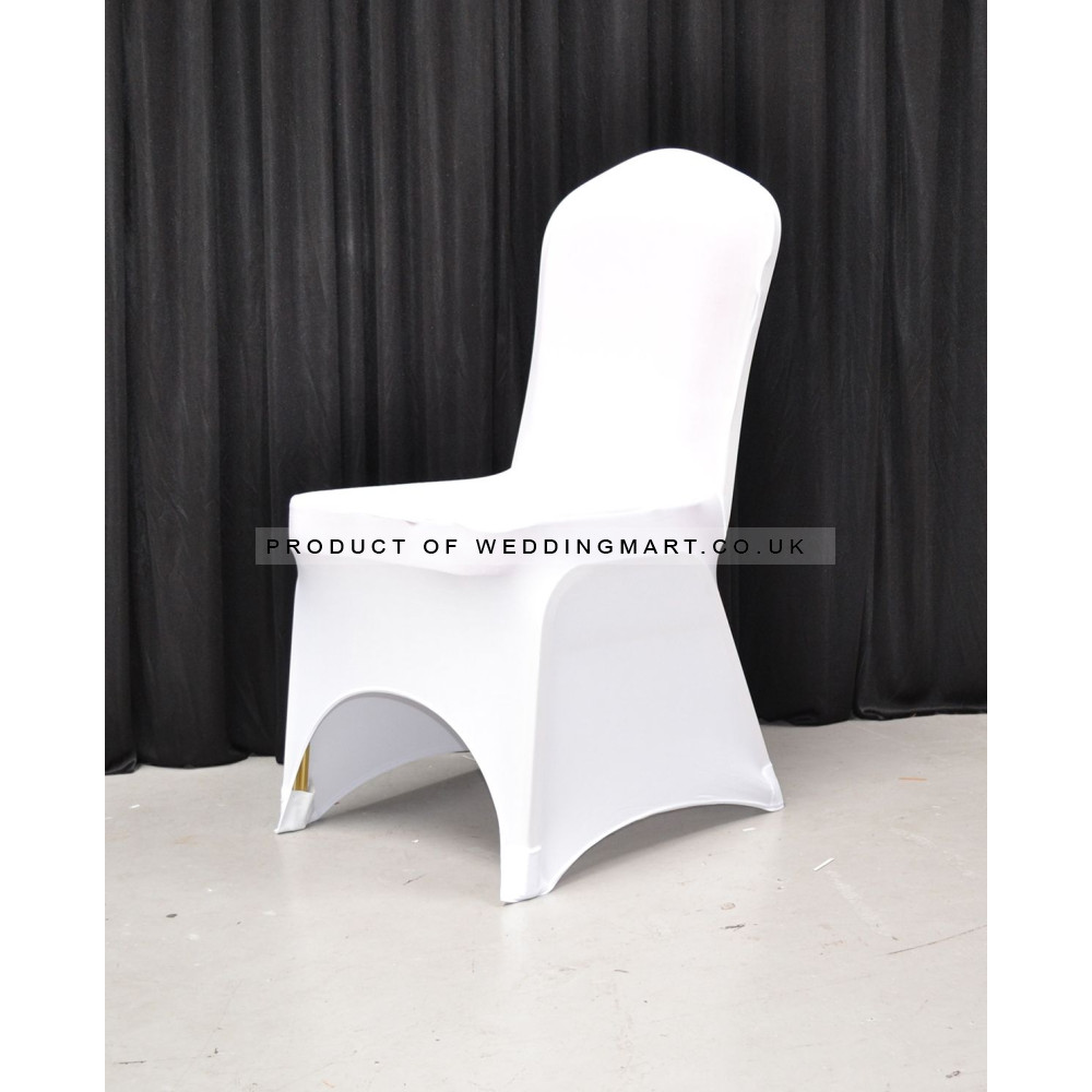 Universal Fit Premium Spandex Chair Covers- ARCH FRONT - White