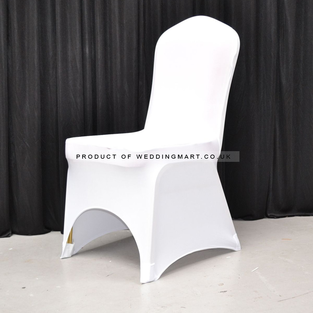 Universal Fit Premium Spandex Chair Covers- ARCH FRONT - White