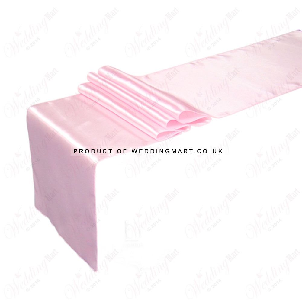 Baby Pink Satin Table Runners (14x108) – Wholesale Satin Table Runners for Wedding Decorators | WeddingMart