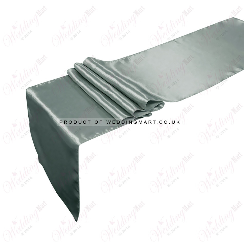 Silver Satin Table Runners (14x108) – Wholesale Satin Table Runners for Wedding Decorators | WeddingMart