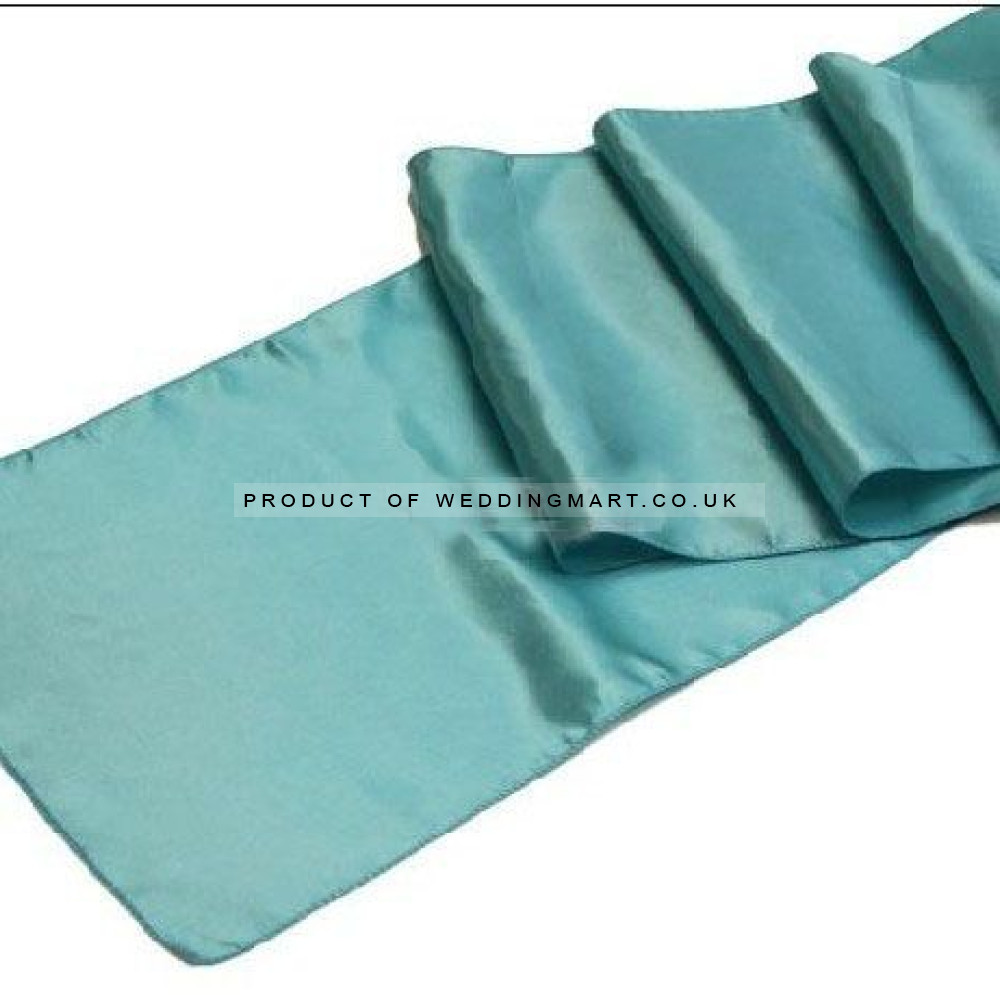 Turquoise Satin Table Runners (14x108) – Wholesale Satin Table Runners for Wedding Decorators | WeddingMart
