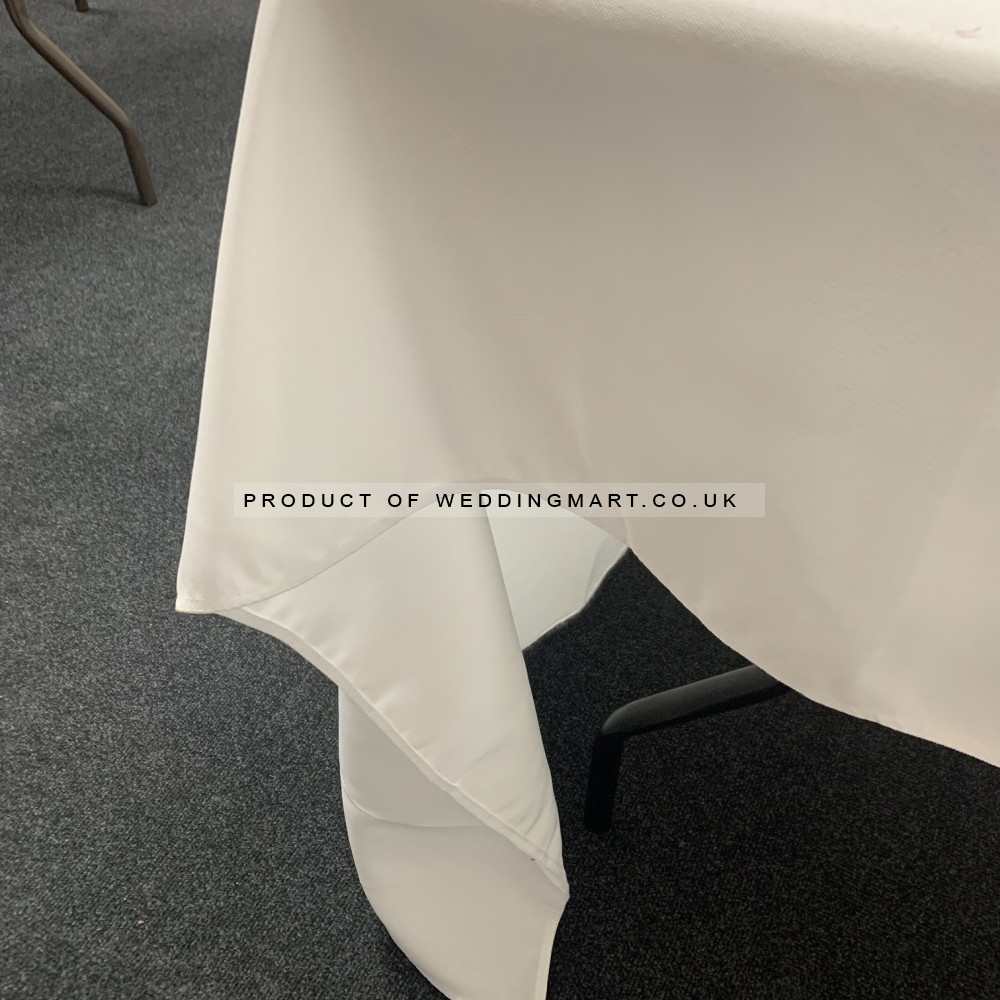 90x90inch Square Polyester Table Cloths - WHITE – Wholesale Polyester Tablecloths for Wedding Decorators | WeddingMart
