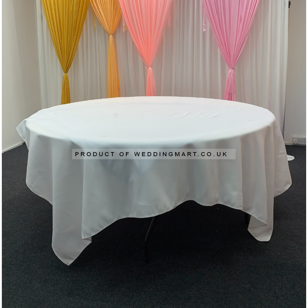 90x90inch Square Polyester Table Cloths - WHITE