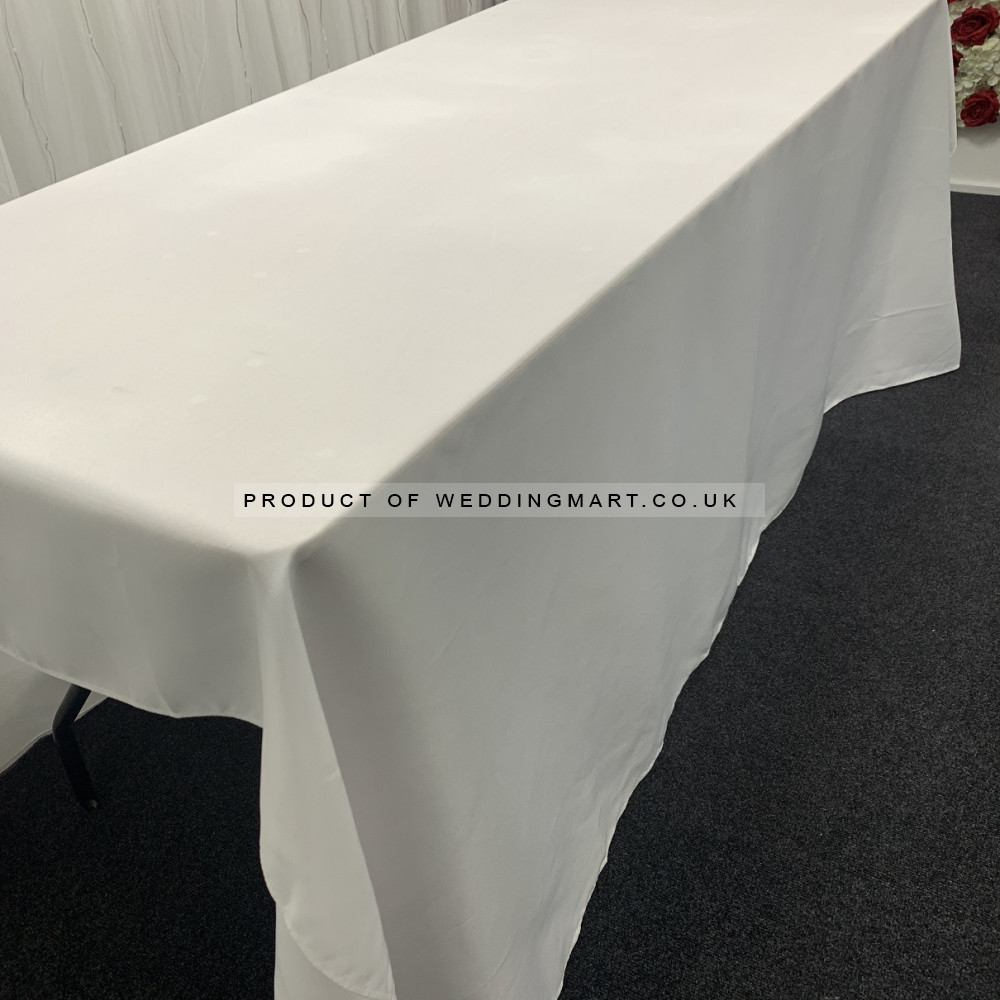 90x90inch Square Polyester Table Cloths - WHITE – Wholesale Polyester Tablecloths for Wedding Decorators | WeddingMart