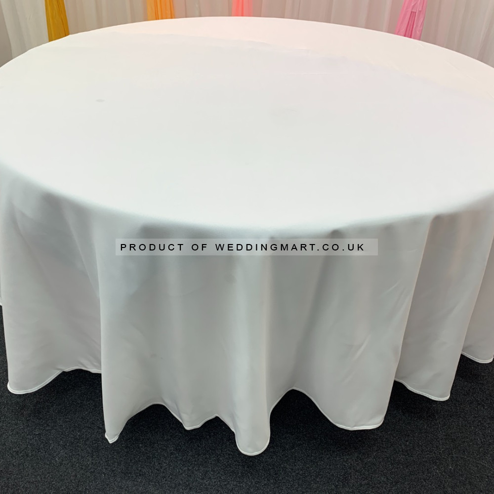 120 inch Round Polyester Table Cloths - White