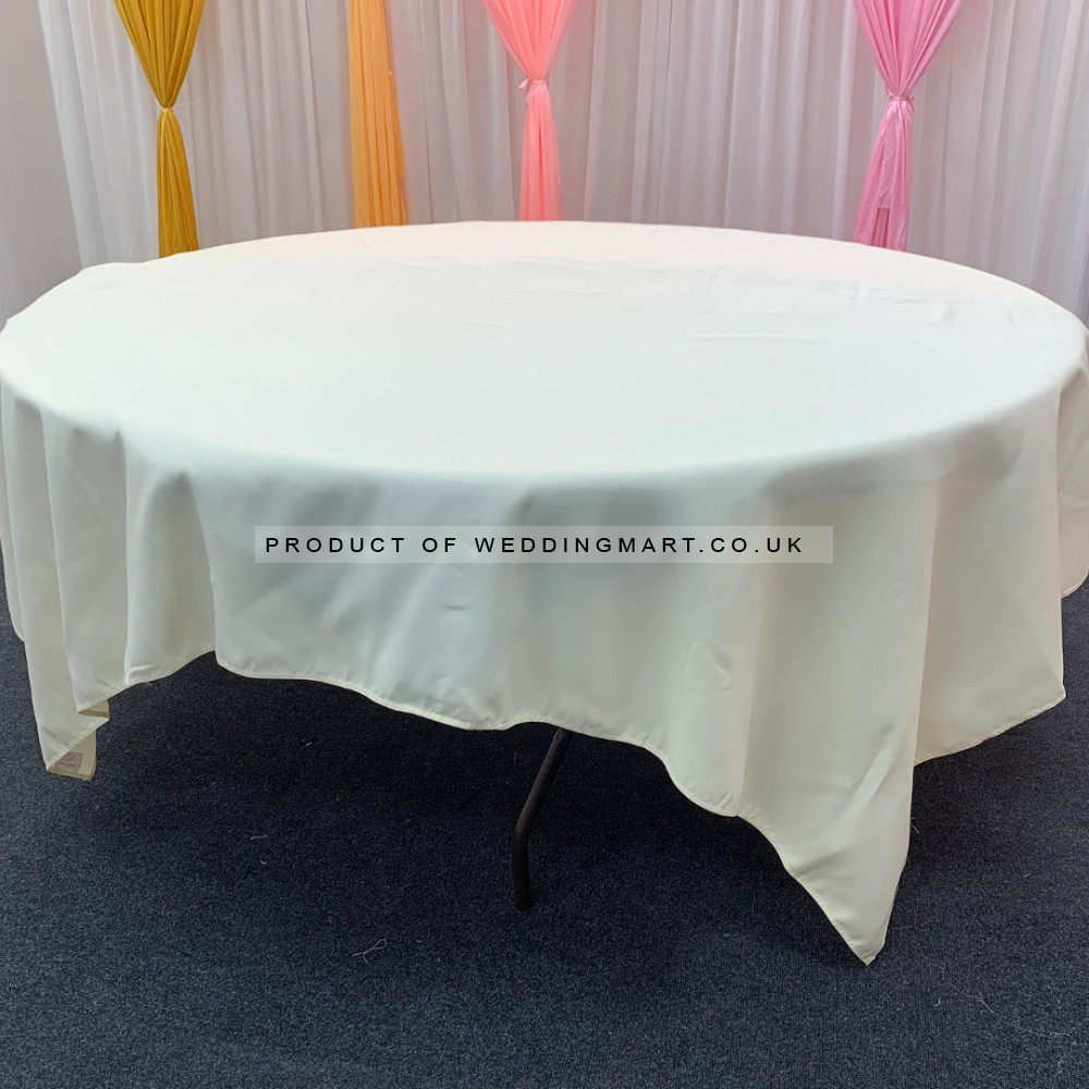 90x90 inch Square Polyester Table Cloths - IVORY
