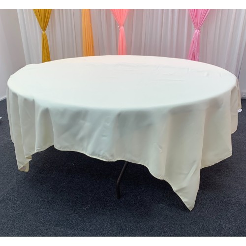 90"x90" Ivory Polyester Table Cloths