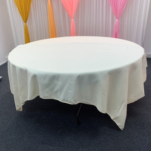 90x90 inch Square Polyester Table Cloths - IVORY – Wholesale Polyester Tablecloths for Wedding Decorators | WeddingMart