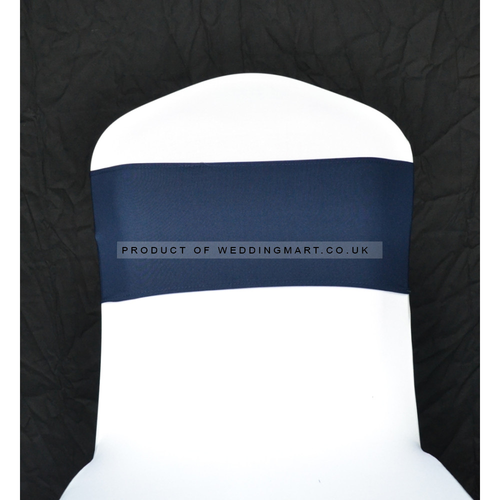 Navy Blue Spandex Chair Bands for Weddings – Pack of 10