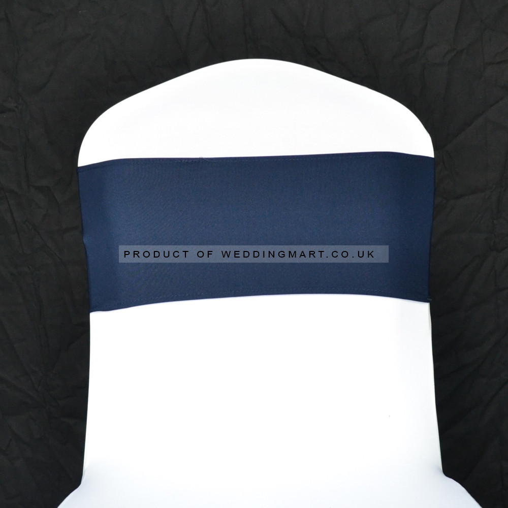 Navy Blue Spandex Chair Band - Pack of 10 – Wholesale Spandex Chair Bands for Wedding Decorators | WeddingMart