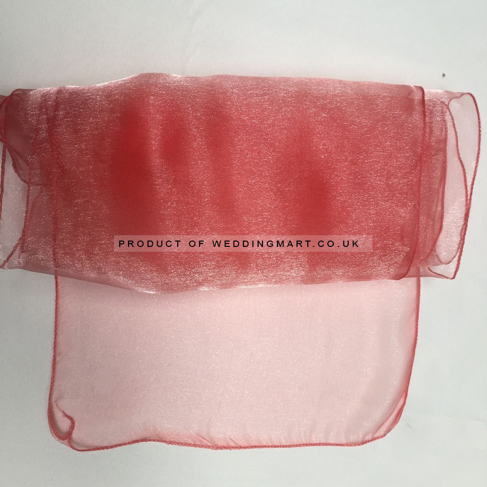 Coral Organza Chair Bows - PACK of 10 – Wholesale Organza Chair Bows for Wedding Decorators | WeddingMart