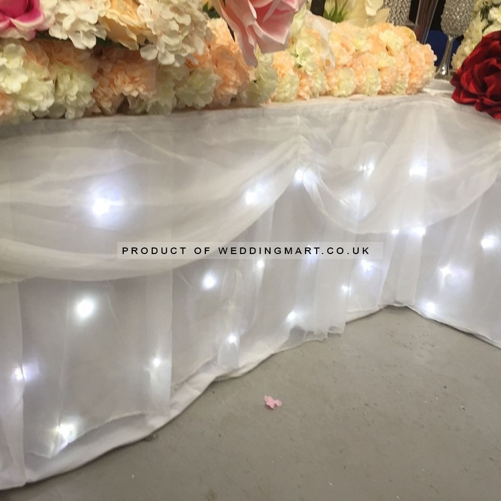 6M LED Star light Wedding Top Table Skirt - Ice White – Wholesale LED Table Skirts for Wedding Decorators | WeddingMart