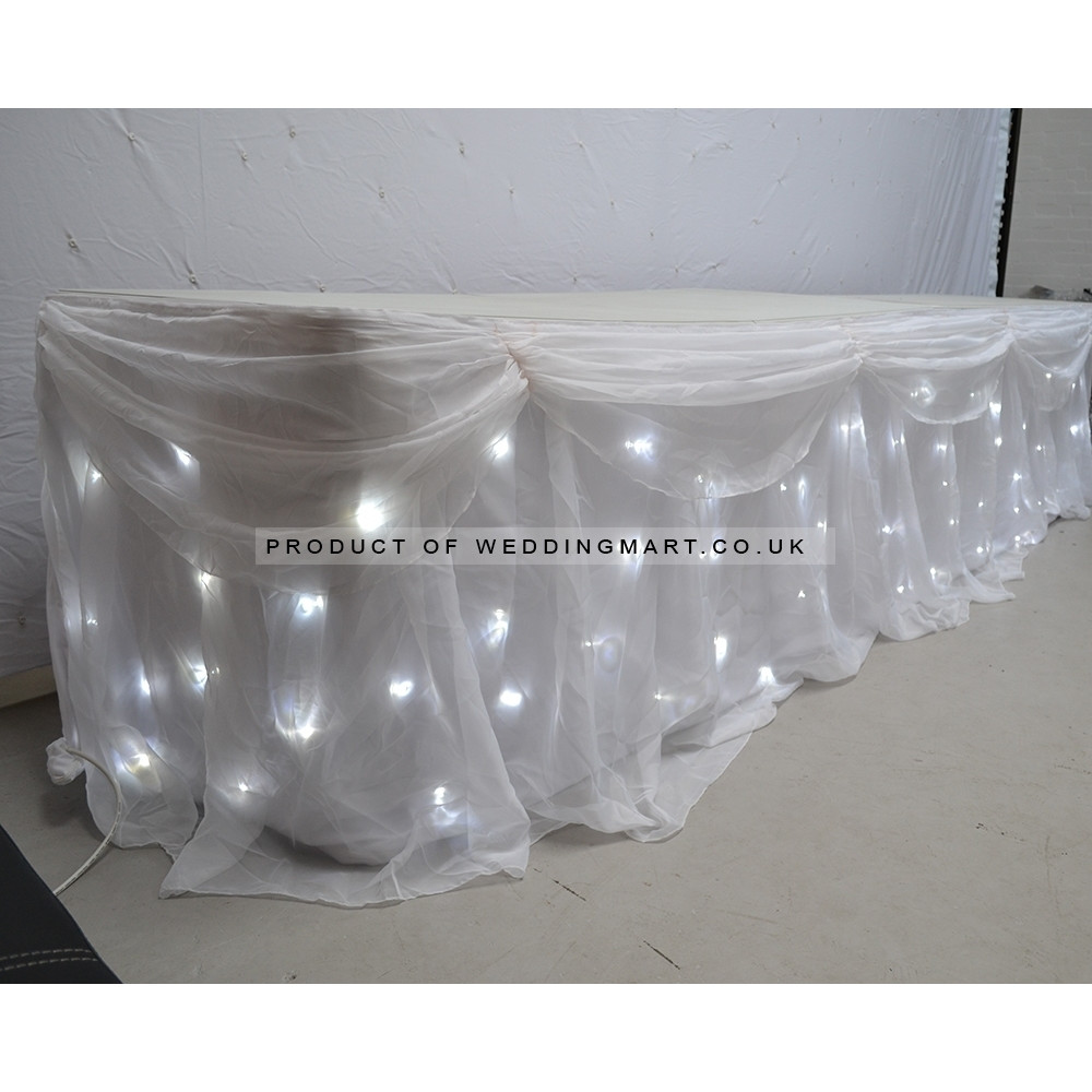 6M LED Star light Wedding Top Table Skirt - Ice White