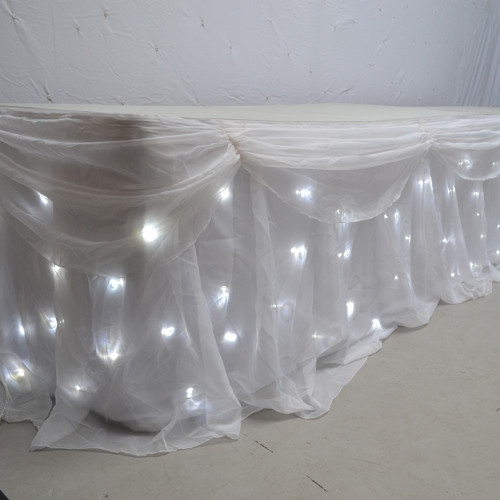 6M LED Star light Wedding Top Table Skirt - Ice White – Wholesale LED Table Skirts for Wedding Decorators | WeddingMart