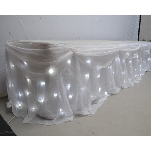 6M LED Star light Wedding Top Table Skirt - Ice White