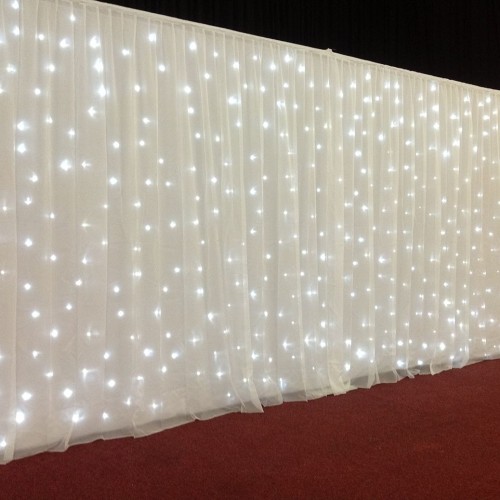 LED Starlight Wedding Backdrop with Top Table and Cake Table Skirts