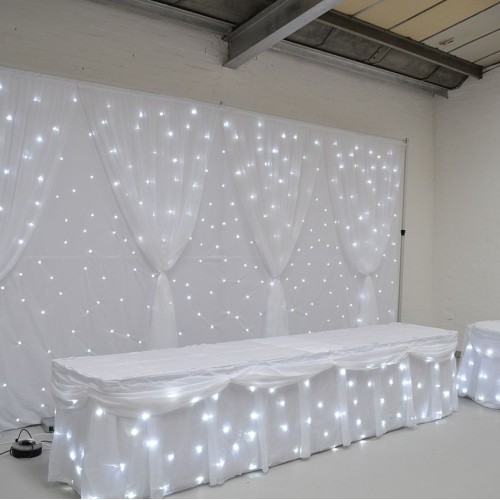 LED Starlight Wedding Backdrop with Top Table and Cake Table Skirts