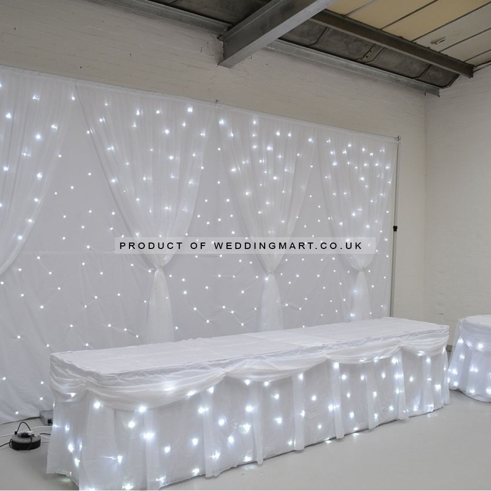 Complete LED Starlight Backdrop Package with Stands and Table Skirt – Wholesale LED Backdrop Packages for Wedding Decorators | WeddingMart