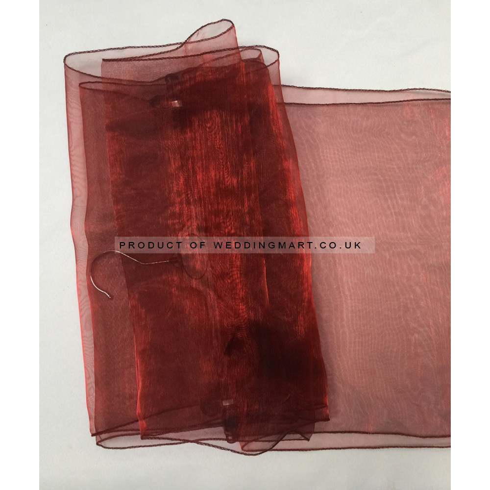 Maroon Organza Table Runners (14"x108")