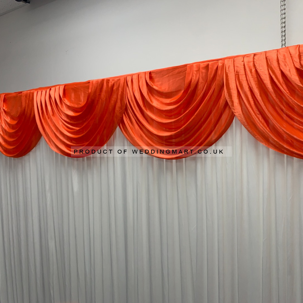 3m orange ice silk detachable swag on wedding stage backdrop