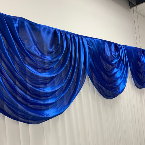 3m royal blue ice silk detachable swag on wedding stage backdrop
