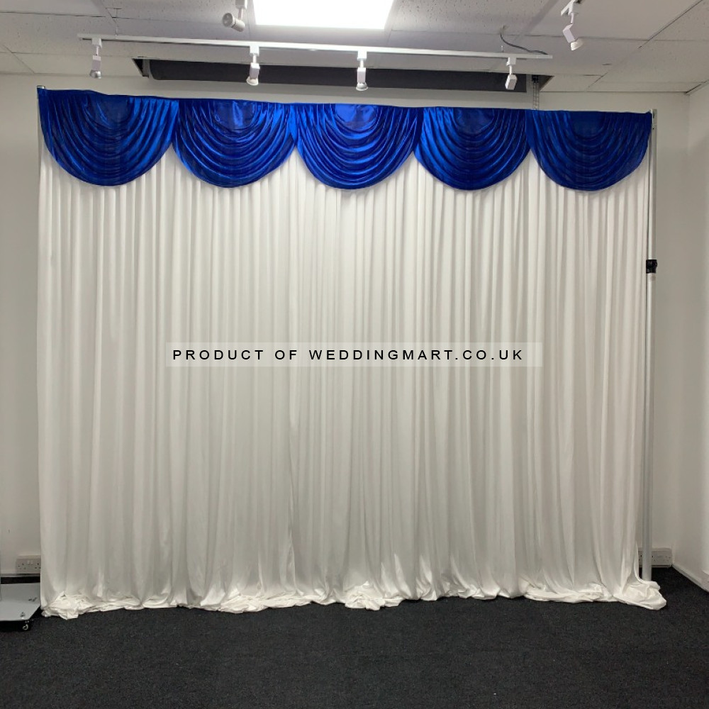 3m royal blue ice silk detachable swag on wedding stage backdrop
