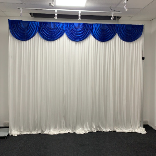 3m royal blue ice silk detachable swag on wedding stage backdrop