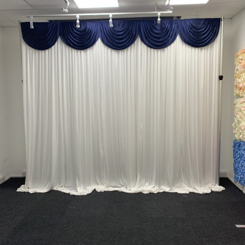 3m navy blue ice silk detachable swag on wedding stage backdrop