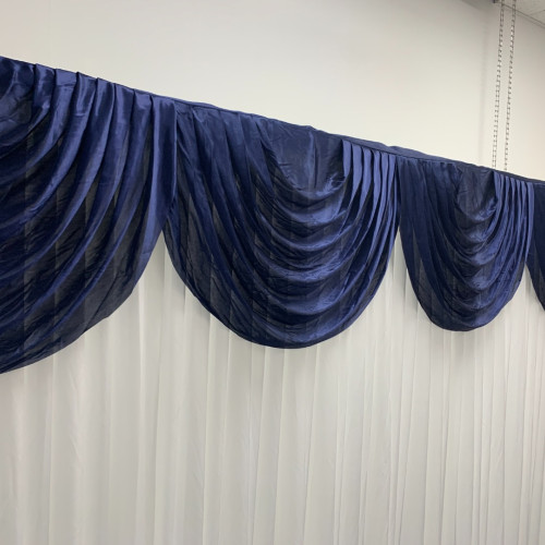 3m navy blue ice silk detachable swag on wedding stage backdrop