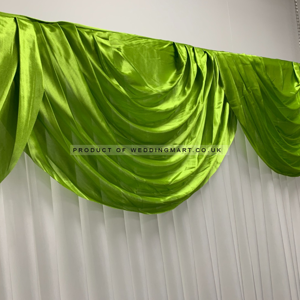 3m lime green ice silk detachable swag on wedding stage backdrop
