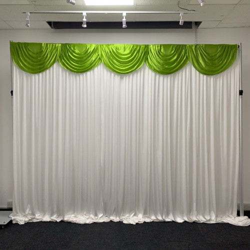 3m lime green ice silk detachable swag on wedding stage backdrop