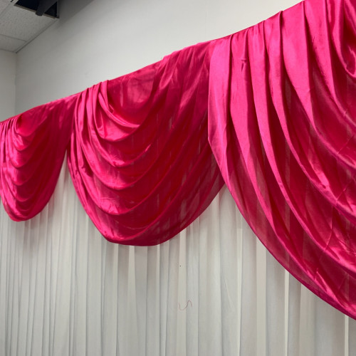 3m hot pink ice silk detachable swag on wedding stage backdrop