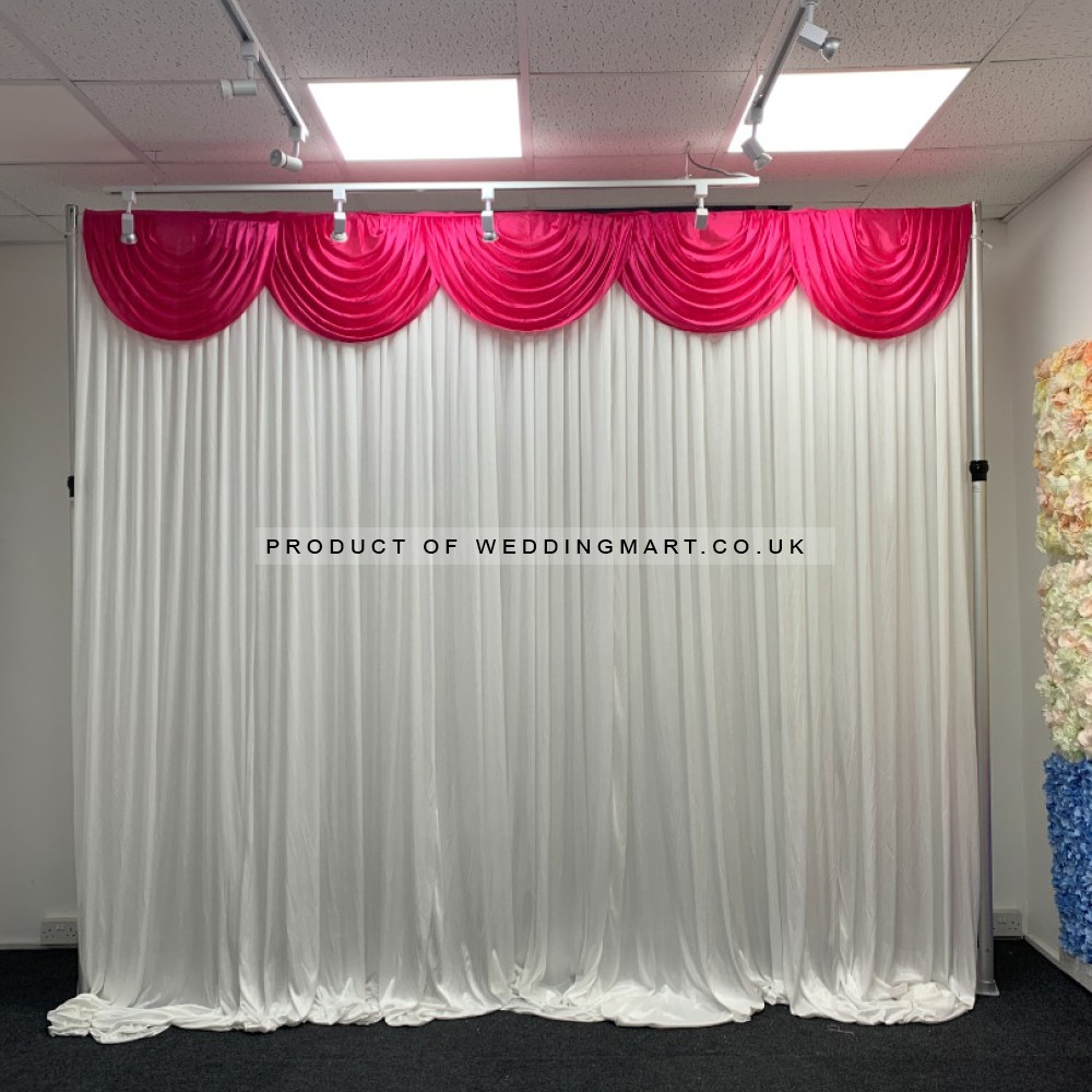 3m hot pink ice silk detachable swag on wedding stage backdrop