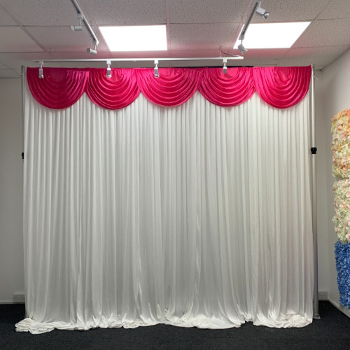 3m hot pink ice silk detachable swag on wedding stage backdrop