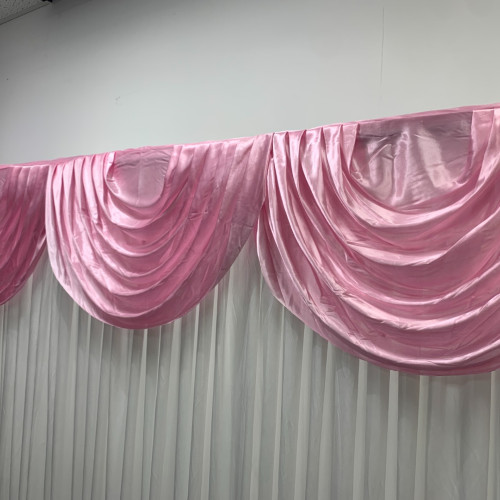 3m baby pink ice silk detachable swag on wedding stage backdrop