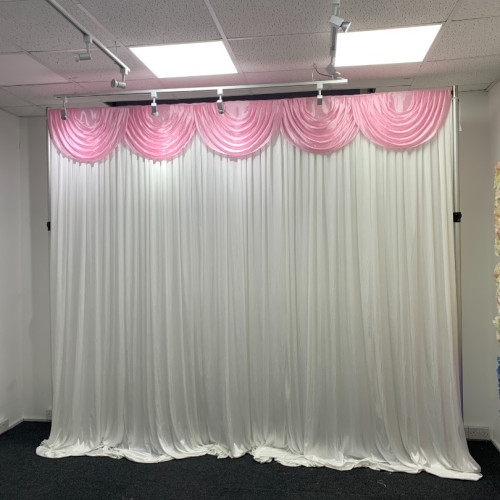 3m baby pink ice silk detachable swag on wedding stage backdrop