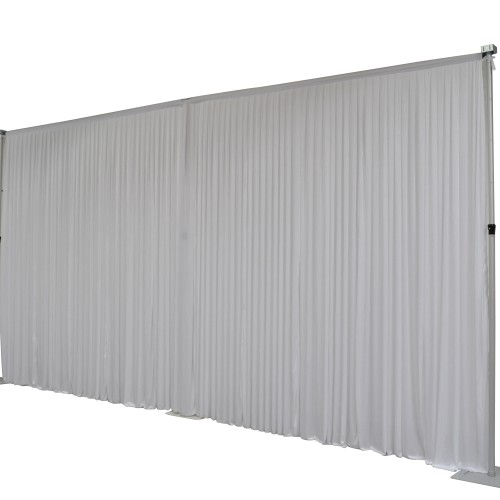 White Pleated Wedding Backdrop Curtain with Economy Stands