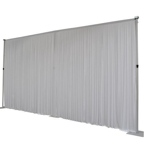 White Pleated Wedding Backdrop Curtain with Economy Stands