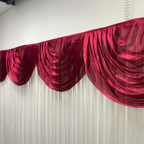 3m maroon ice silk detachable swag on wedding stage backdrop