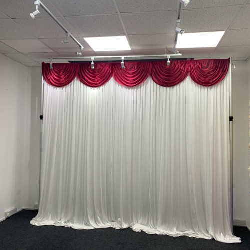 3m maroon ice silk detachable swag on wedding stage backdrop