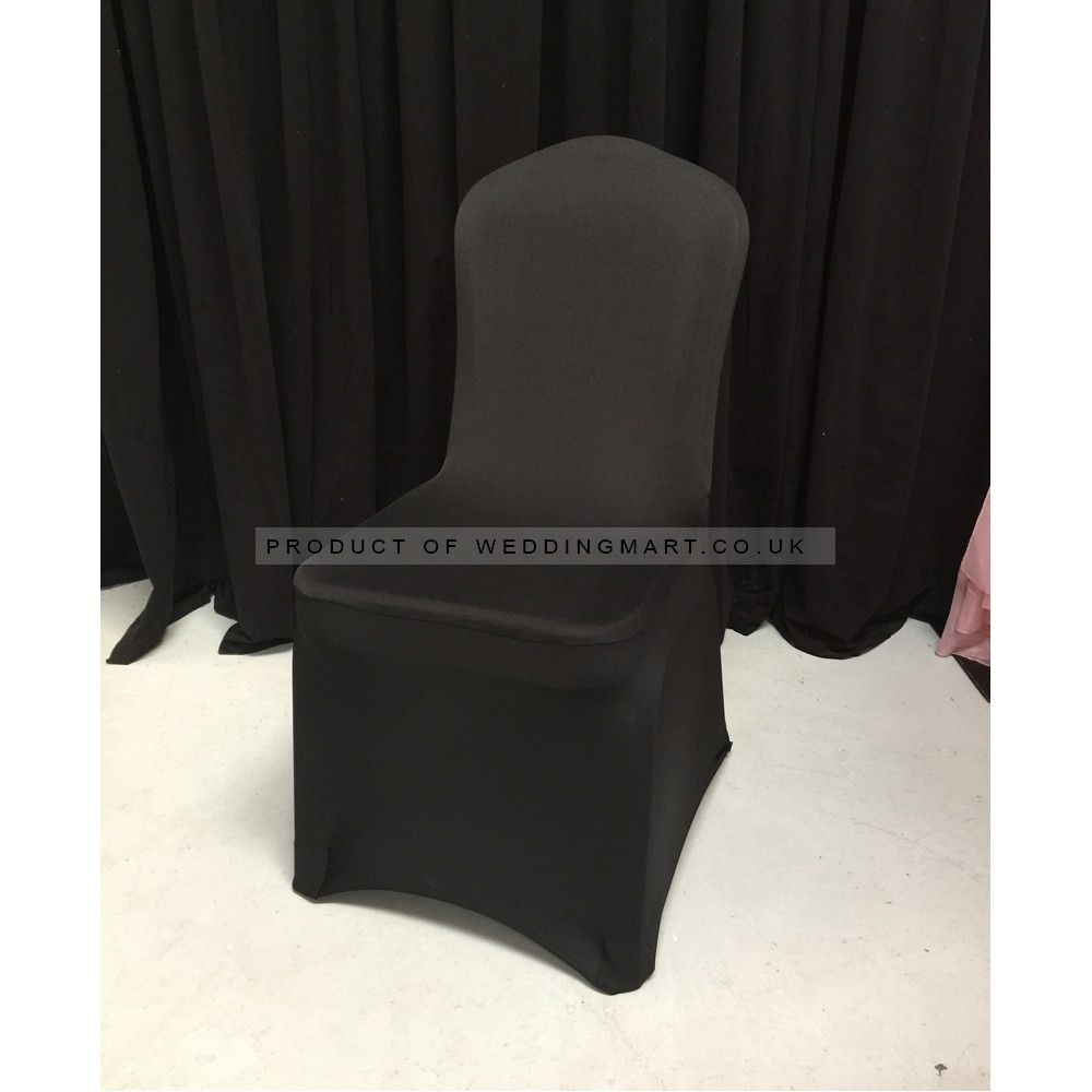 Pack of 100 Premium Black Spandex Chair Covers - Flat Front